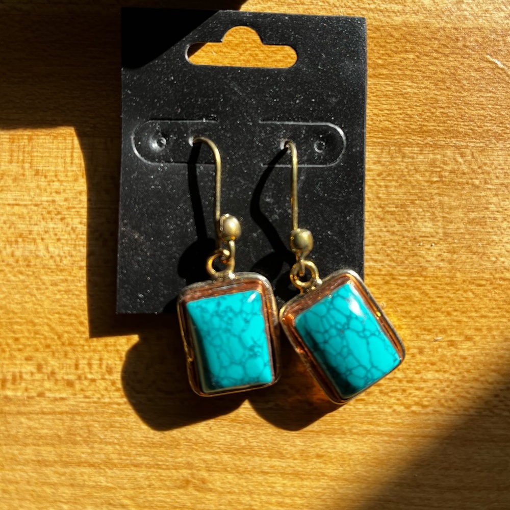 Bezeled Turquoise Earrings